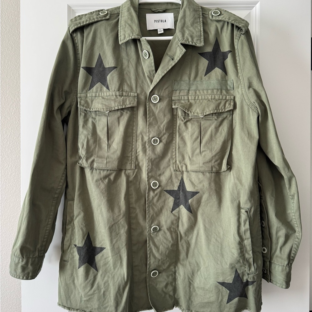 NWOT-Pistola Olive Jacket with Black Star Details